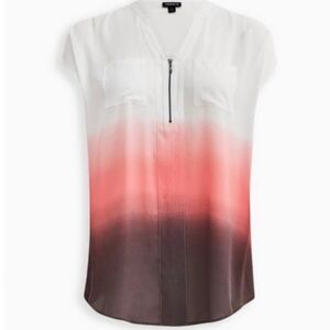Torrid, Ombré Georgette Zip-Front Dolman Tunic Blouse, Size 2 (2X 18-20)